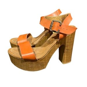 Magaly Faux Leather Platform Heeled Sandals